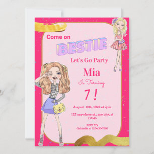 Fashion Doll Bestie Birthday Party Invitation