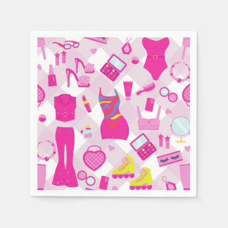 fashion doll clothes vintage 1990s pink gingham napkins