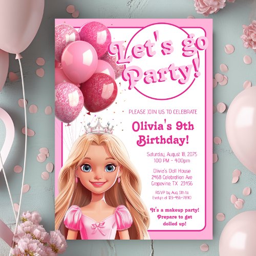 Fashion Doll Princess Birthday Party Invitation