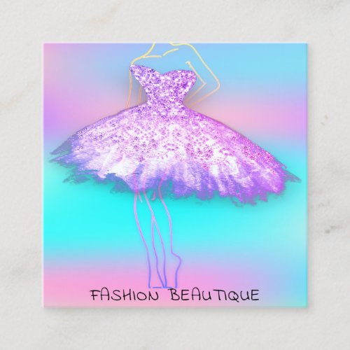 Fashion Dress Custom Logo QR Code Holograph Square Business Card