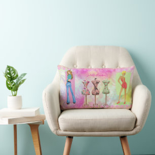 Fashion Dress Design Girly Pink Model Cushion