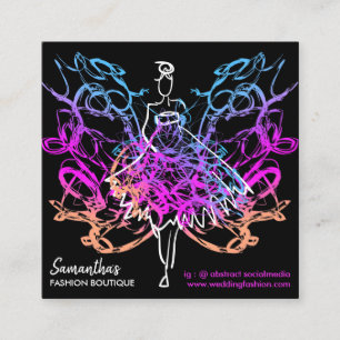 Fashion Dress Girl butterfly abstract Square Business Card