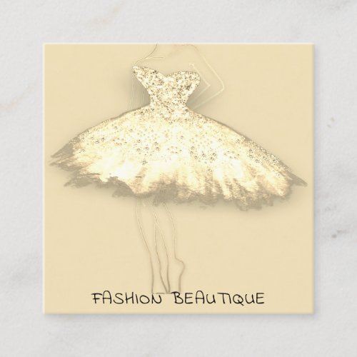 Fashion Dress Gold Body Legs Logo QR Code  Square Business Card