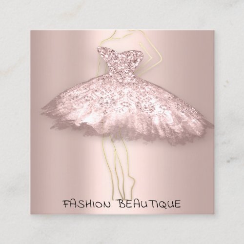 Fashion Dress Rose Blush Logo QR Code Body  Square Business Card