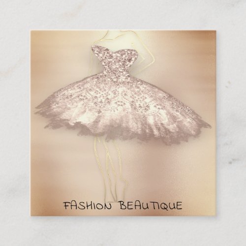 Fashion Dress Rose Gold Logo QR CodeStylist Body   Square Business Card