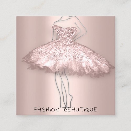 Fashion Dress Silver Blush Logo QR Stylist Body  Square Business Card