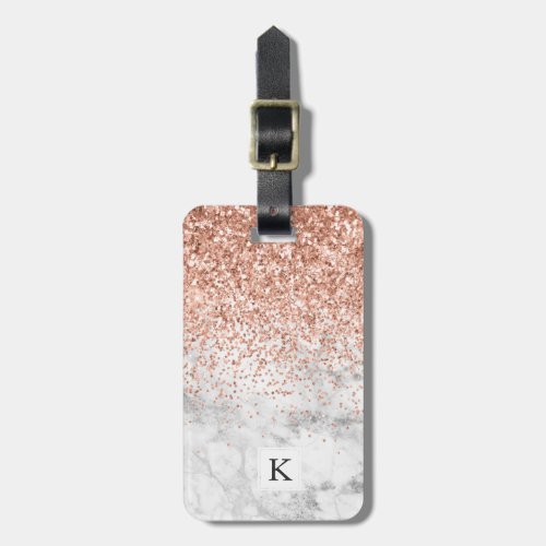 Fashion Elegant white Ombre Glitter Glitter Marble Luggage Tag