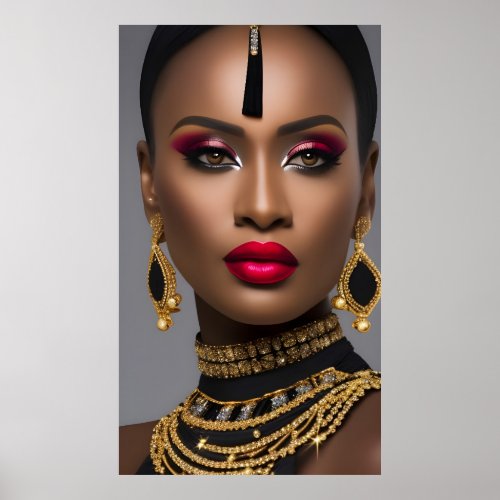 Fashion Exotic African gold diamond Black jewel Poster