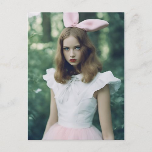 Fashion Expired Film Photo Alice in the Forest Postcard