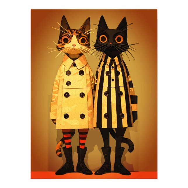 Fashion Felines – Quirky Cat Coats & Boots Photo Print (Front)