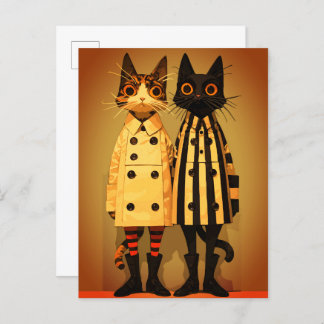 Fashion Felines – Quirky Cat Coats & Boots Postcard
