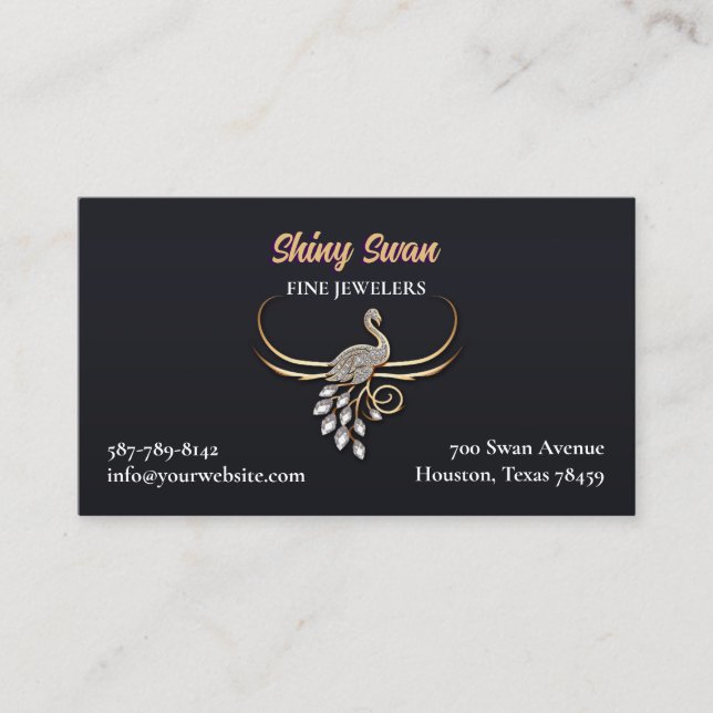 Fashion Fine Jewelry Business Card Template (Front)
