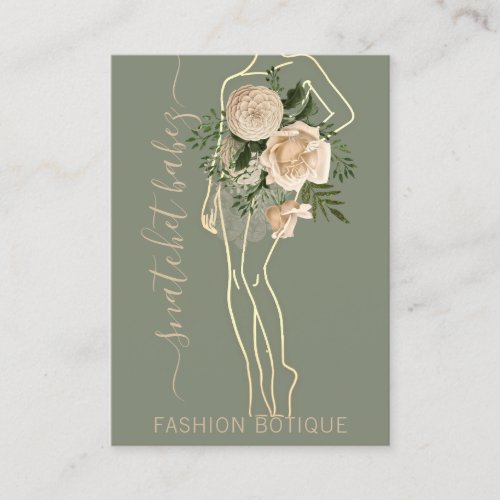 Fashion Floral Logo QR Stylist Body Boutique  Business Card