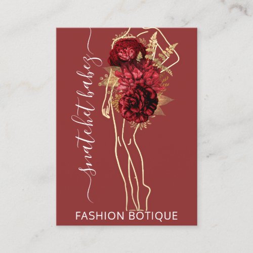 Fashion Floral Rose Gold Logo QR Stylist Body Business Card