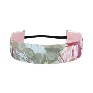 Fashion flower pattern for girlfriend blue athletic headband