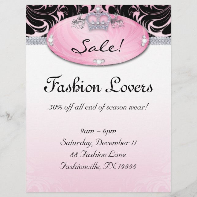 Fashion Flyer Hair Salon Jewelry Crown Pink (Front)