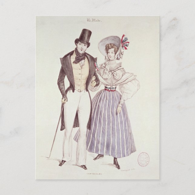 Fashion for Men and Women, 1830 Postcard (Front)