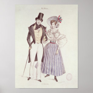 Fashion for Men and Women, 1830 Poster