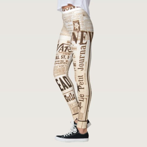 Fashion Forward Vintage Newspaper Print Leggings