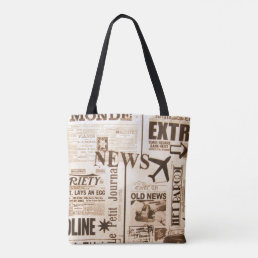 Fashion Forward Vintage Newspaper Print Tote Bag