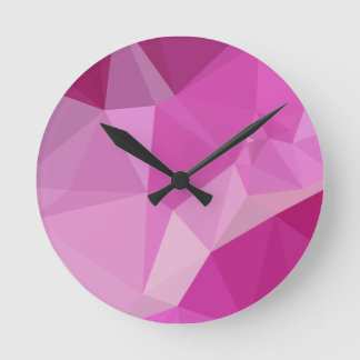 Fashion Fuchsia Pink Abstract Low Polygon Backgrou Round Clock