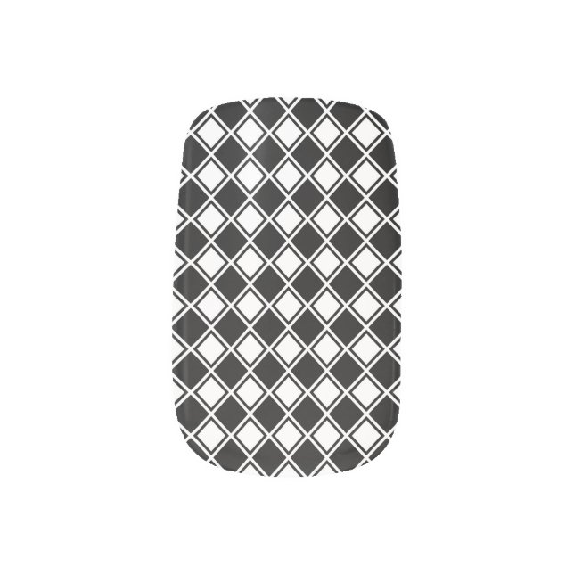 Fashion Fun Black White Checkered Fingernails  Minx Nail Art (Left Thumb)