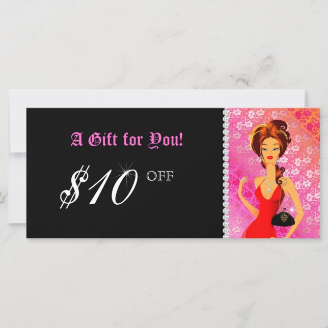 Fashion Gift Certificate Jewelry Zebra Lace Pink (Front)