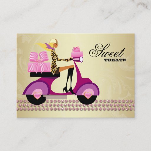 Customizable Fashion Gifts Scooter Girl Jewelry Pink Gold Blond Business Card
