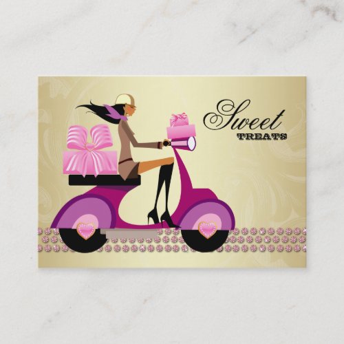 Fashion Gifts Scooter Girl Jewelry Pink Gold Business Cards