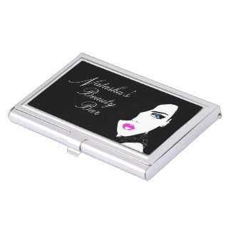 Fashion Girl Black Pink Beauty Bar Business Card Case