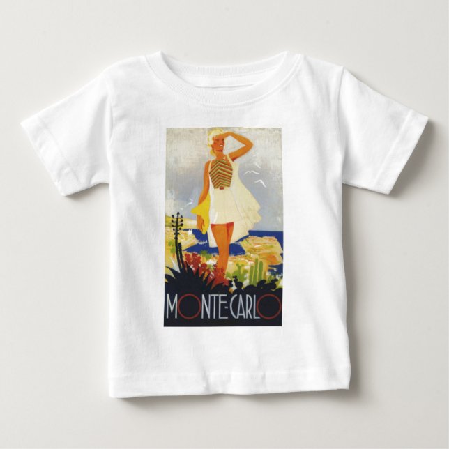 Fashion Girl Monte Carlo Beach Travel Baby T-Shirt (Front)