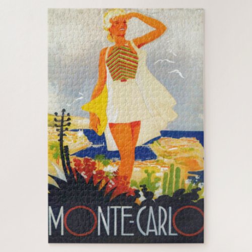 Fashion Girl Monte Carlo Beach Travel Jigsaw Puzzle