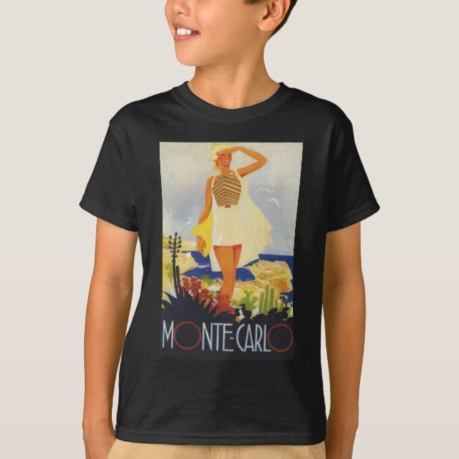 Fashion Girl Monte Carlo Beach Travel T-Shirt (Front)