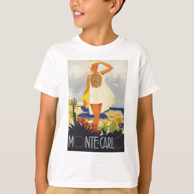 Fashion Girl Monte Carlo Beach Travel T-Shirt (Front)