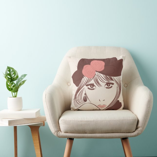 Fashion Girl Throw Pillow (Chair)