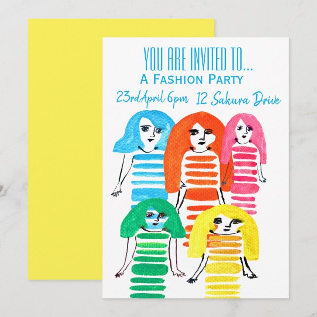 Fashion girl tween fashion birthday party invitation (Front/Back)