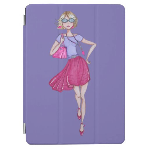 Fashion girl wearing pink skirt and purple top     iPad air cover