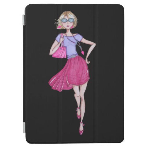 Fashion girl wearing pink skirt and purple top     iPad air cover
