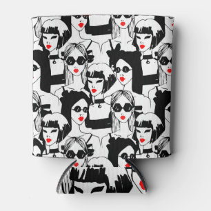 Fashion girls, model, sunglasses, vintage pattern. can cooler