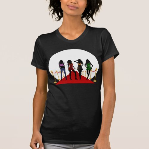 Fashion Girls Models on Red Carpet Womens T_Shirts