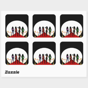 Fashion Girls on the Red Carpet Square Stickers