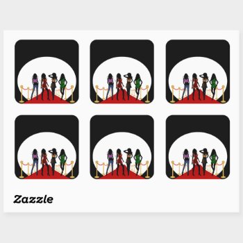 Fashion Girls On The Red Carpet Square Stickers by sunnymars at Zazzle