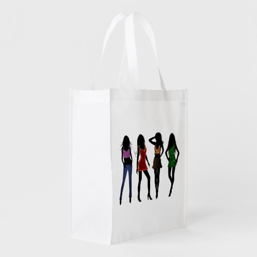 Fashion Girls Silhouette Trendy Reusable Bags