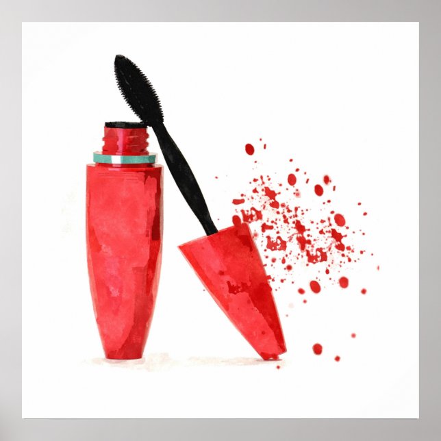 Fashion glamour trendy beauty makeup red mascara poster (Front)