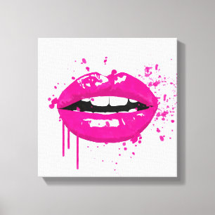Fashion glamour trendy makeup beauty lips kiss canvas print