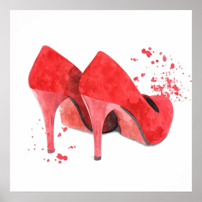 Fashion glamour trendy mode style red shoes poster (Front)