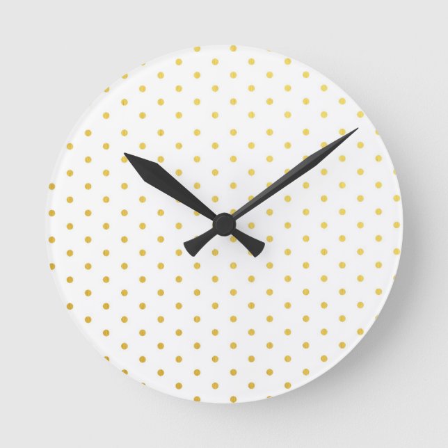 Fashion gold polka dots round clock (Front)