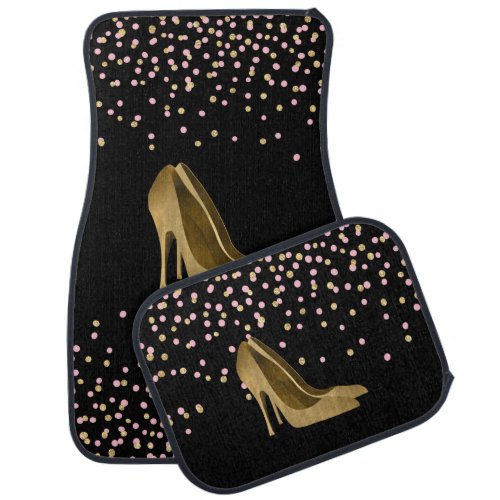 Fashion Gold Stiletto High Heels Glam Car Floor Mat