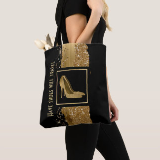Fashion Golden Stiletto Heels Tote Bag