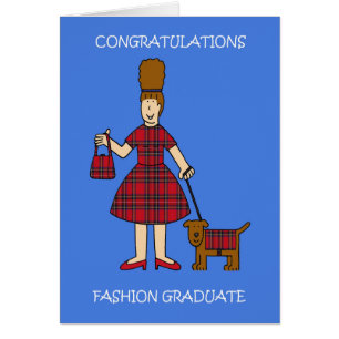 Fashion Graduate Congratulations Cartoon Lady Cards